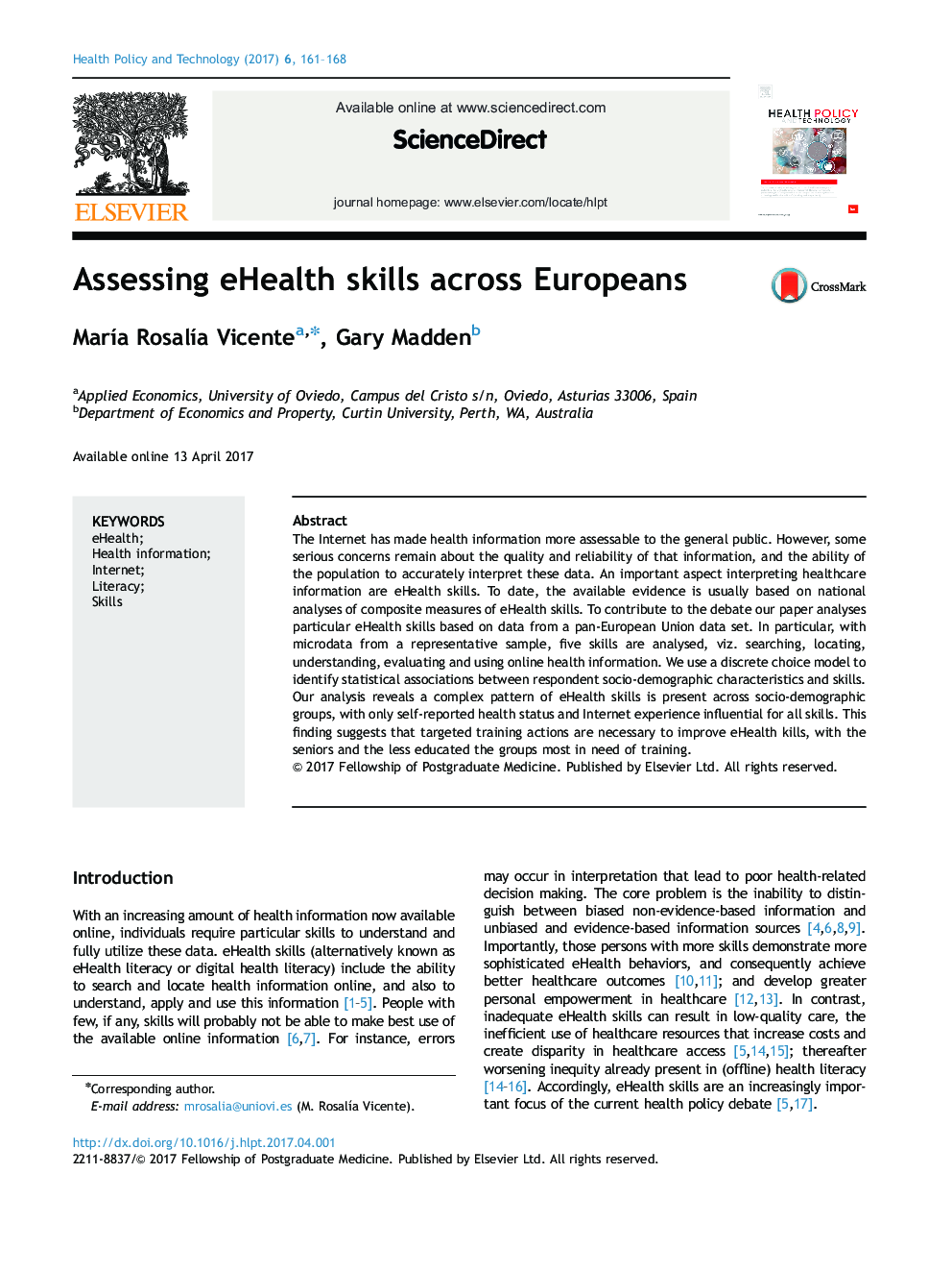 Assessing eHealth skills across Europeans