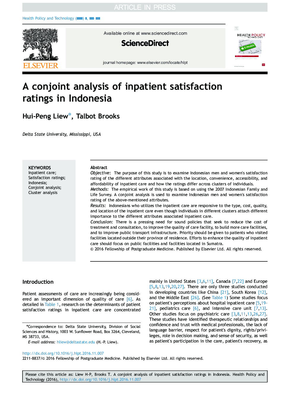 یک تجزیه و تحلیل مشترک رتبه بندی رضایت بیماران بستری در اندونزی 