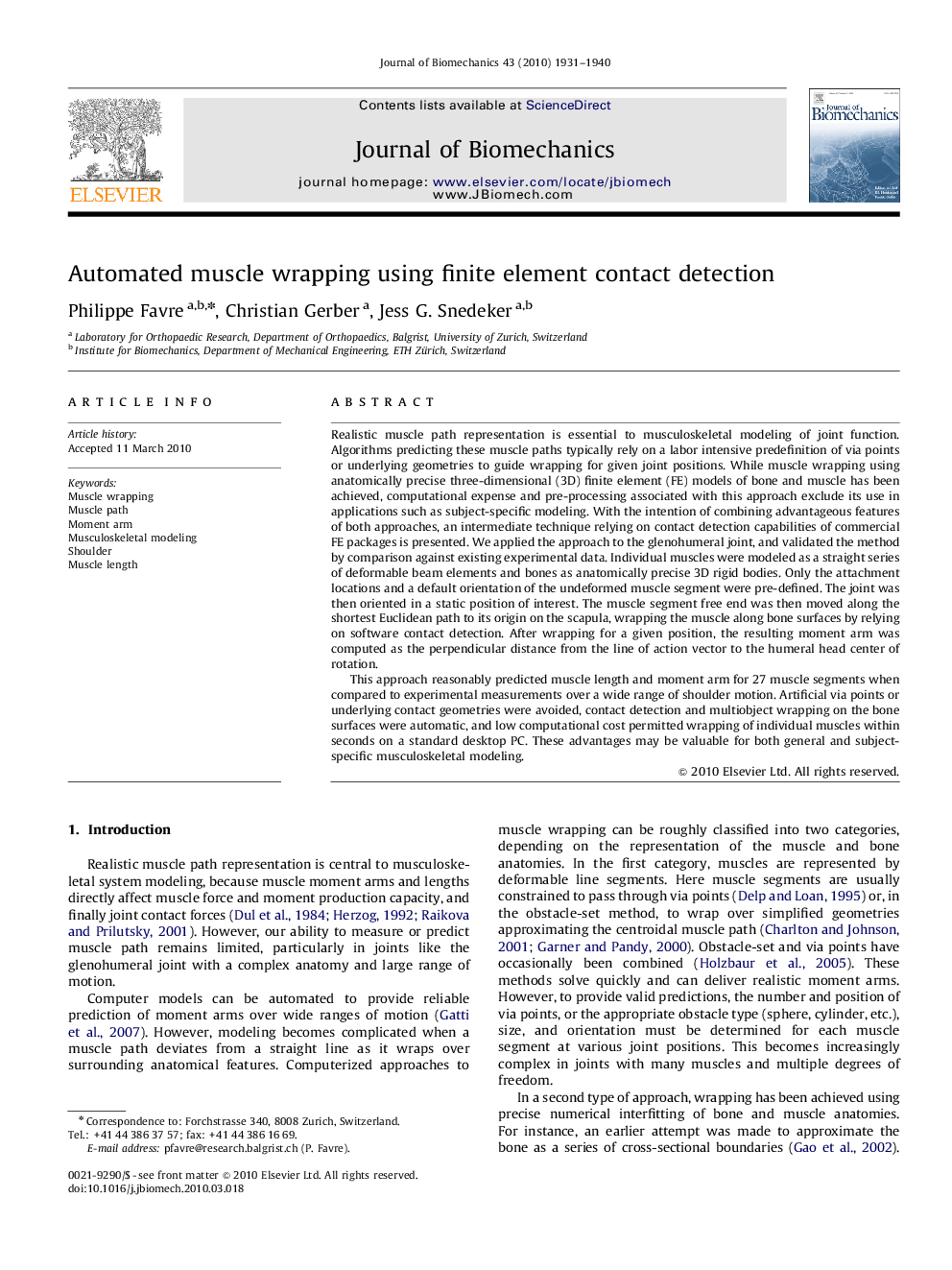 Automated muscle wrapping using finite element contact detection