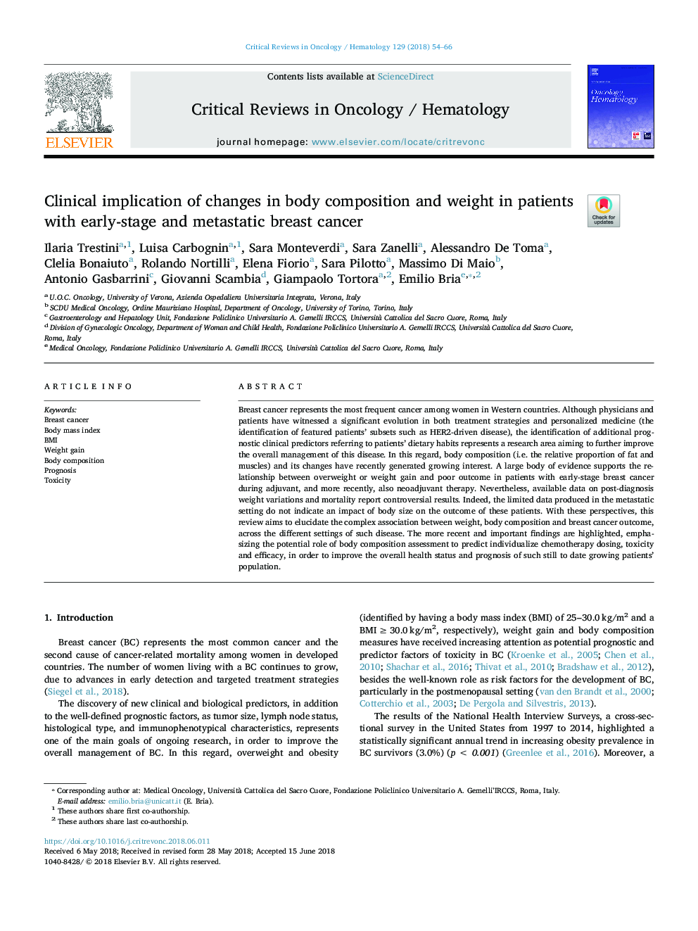 Clinical implication of changes in body composition and weight in patients with early-stage and metastatic breast cancer