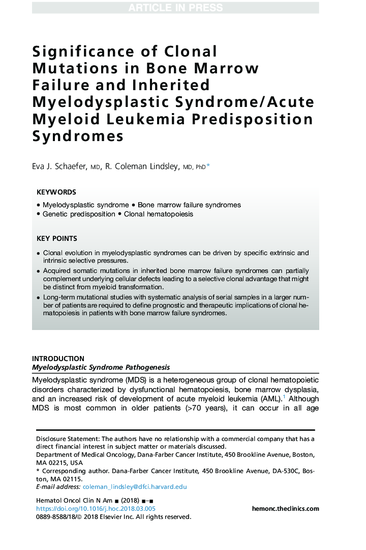 Significance of Clonal Mutations in Bone Marrow Failure and Inherited Myelodysplastic Syndrome/Acute Myeloid Leukemia Predisposition Syndromes