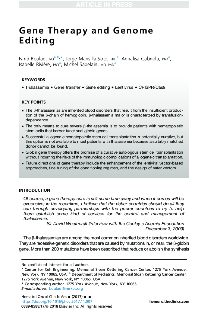 Gene Therapy and Genome Editing