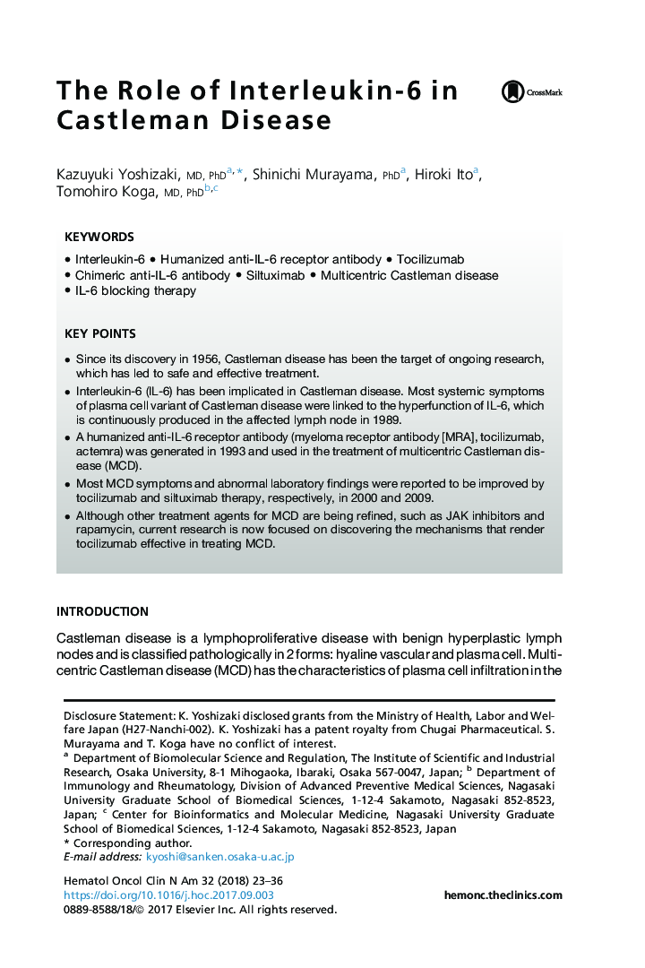 The Role of Interleukin-6 in Castleman Disease