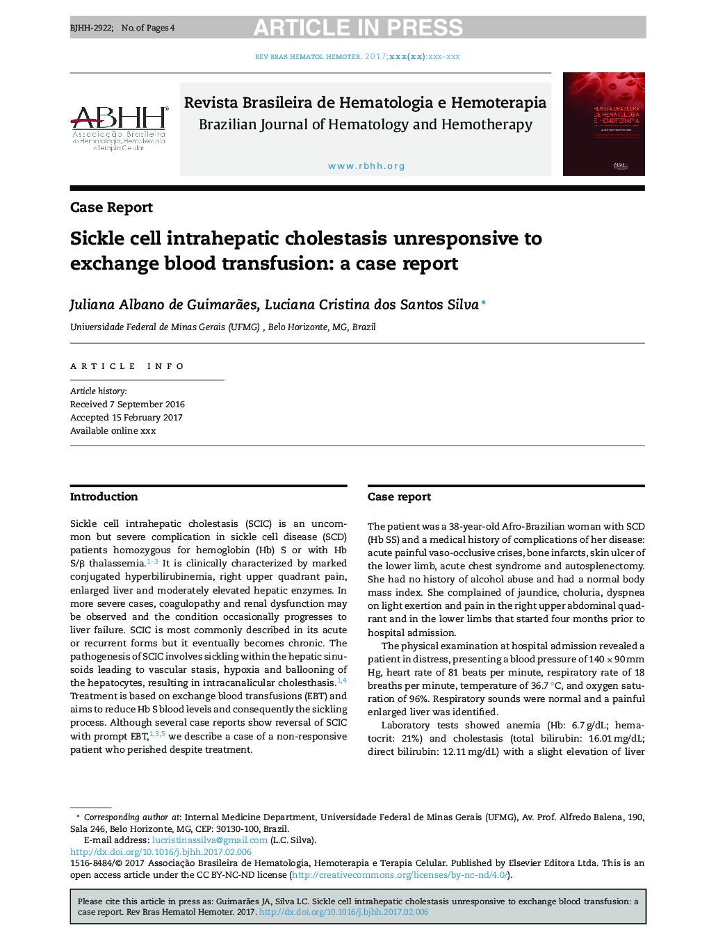 Sickle cell intrahepatic cholestasis unresponsive to exchange blood transfusion: a case report
