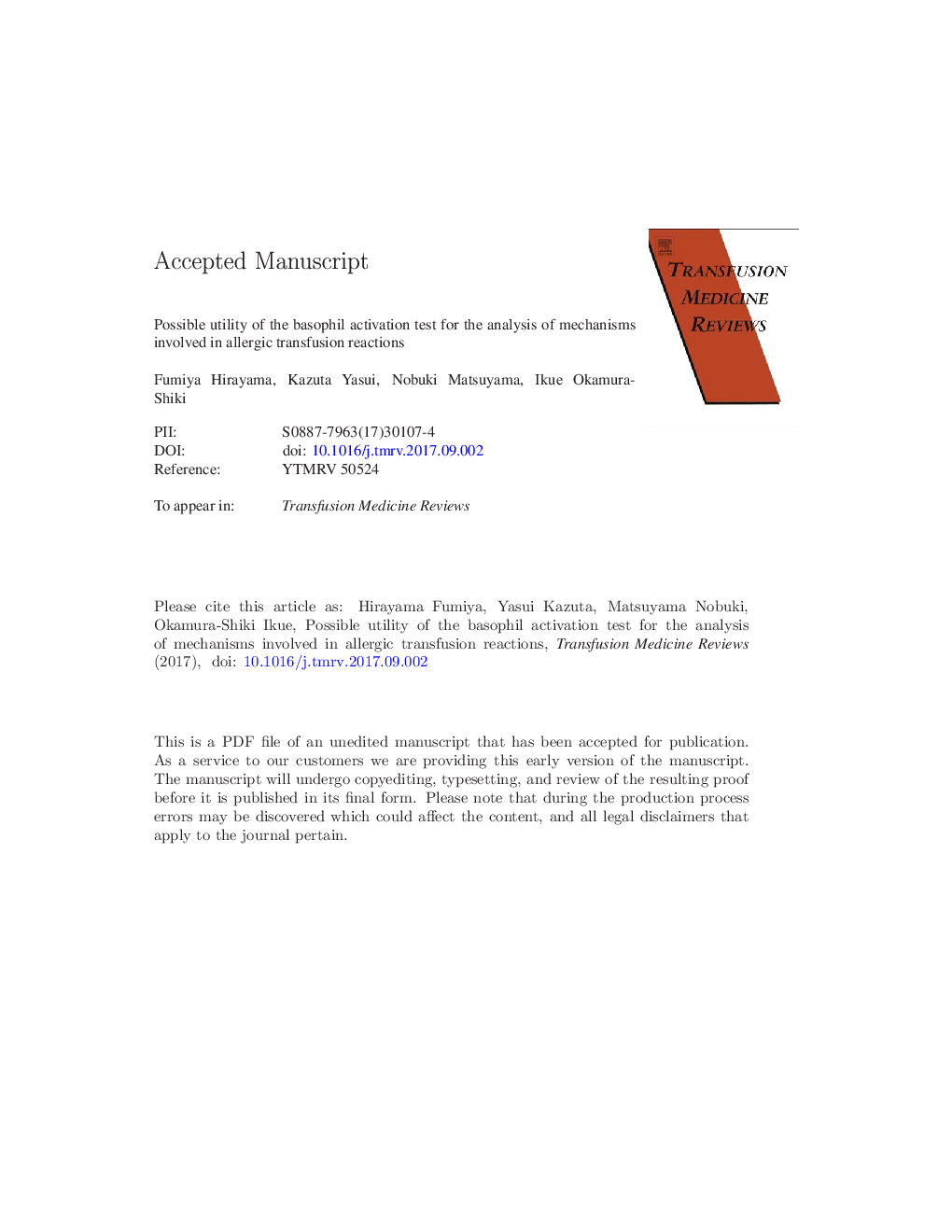 Possible Utility of the Basophil Activation Test for the Analysis of Mechanisms Involved in Allergic Transfusion Reactions