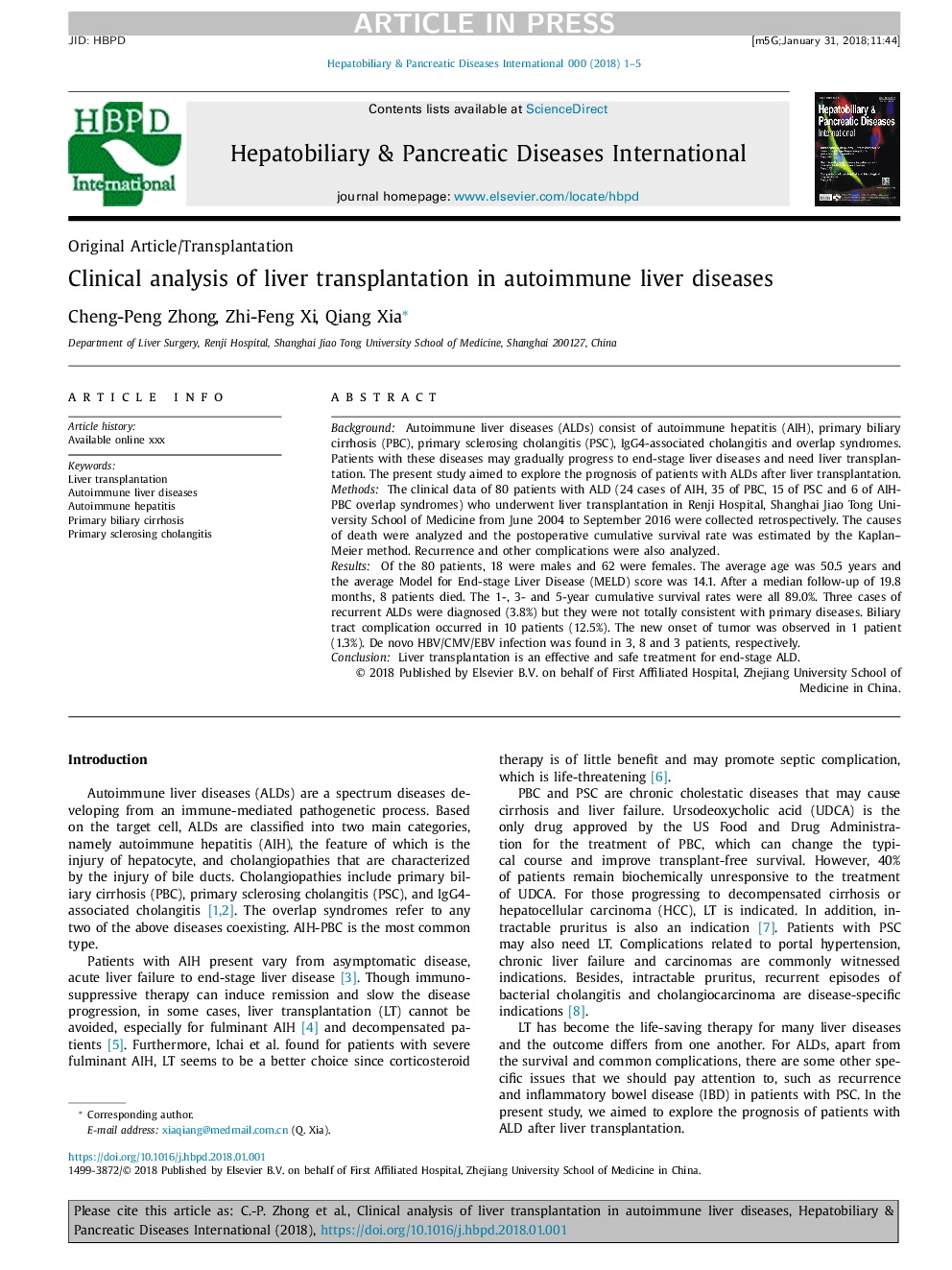 Clinical analysis of liver transplantation in autoimmune liver diseases