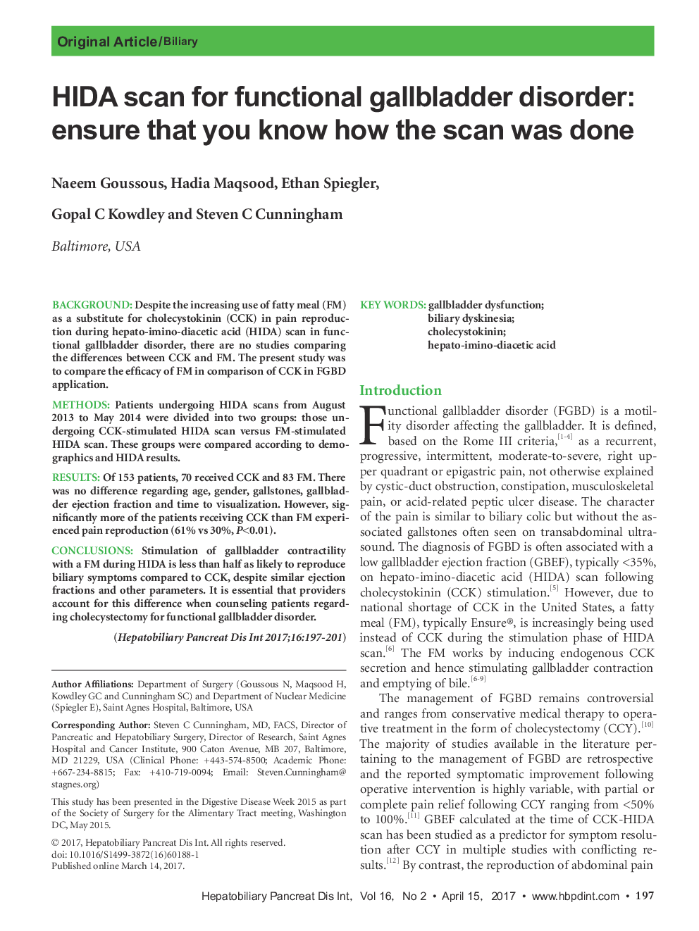 HIDA scan for functional gallbladder disorder: ensure that you know how the scan was done