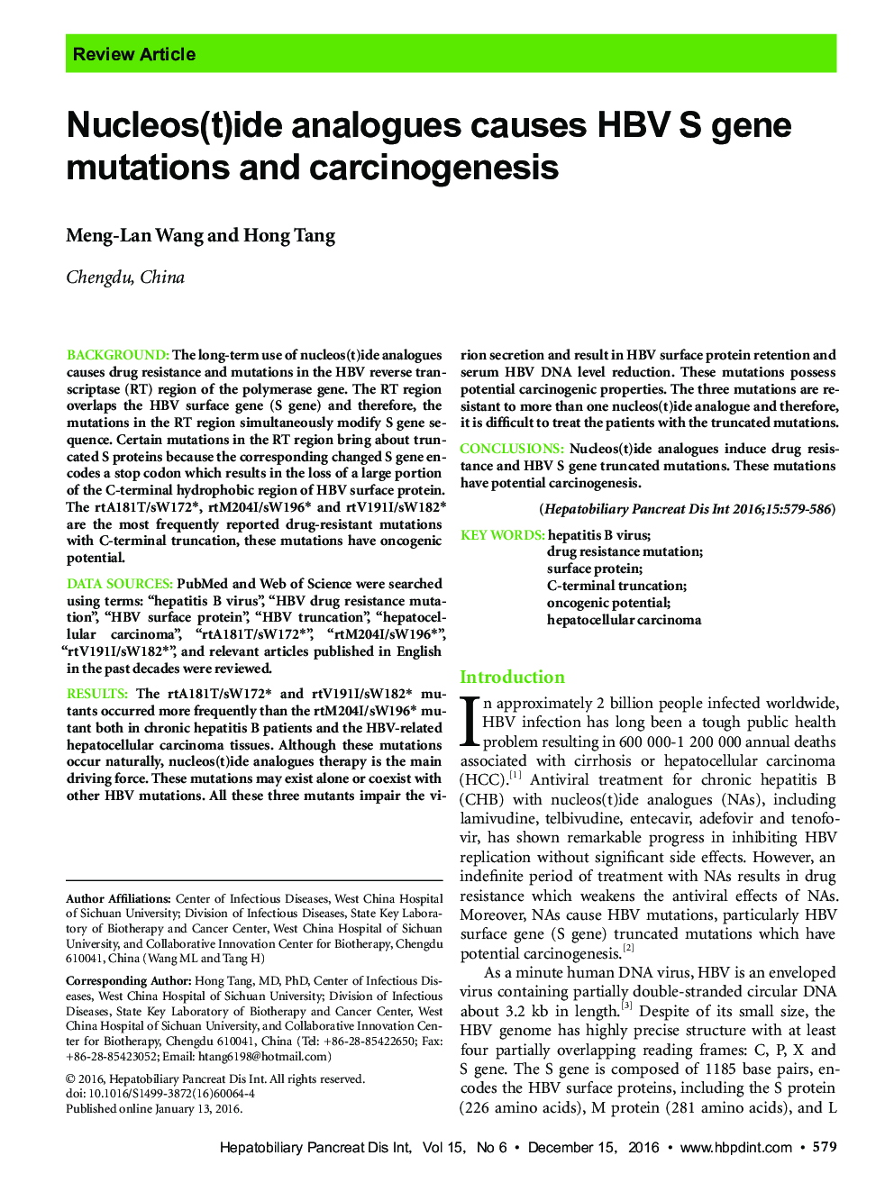 Nucleos(t)ide analogues causes HBV S gene mutations and carcinogenesis