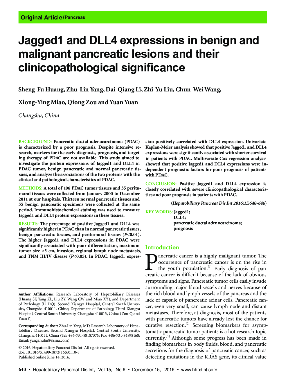 Jagged1 and DLL4 expressions in benign and malignant pancreatic lesions and their clinicopathological significance