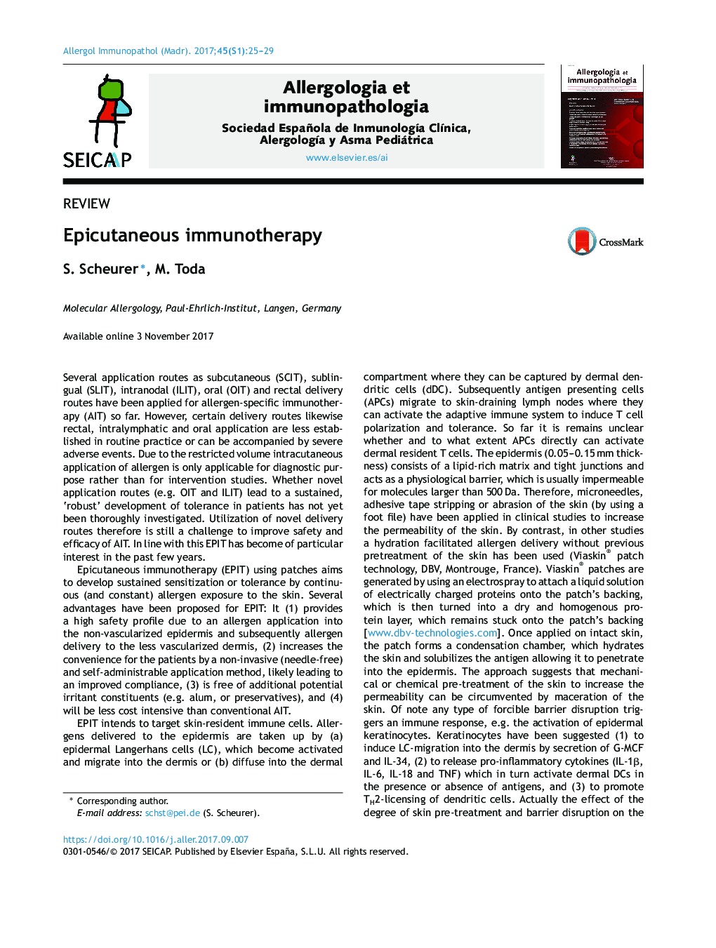 Epicutaneous immunotherapy