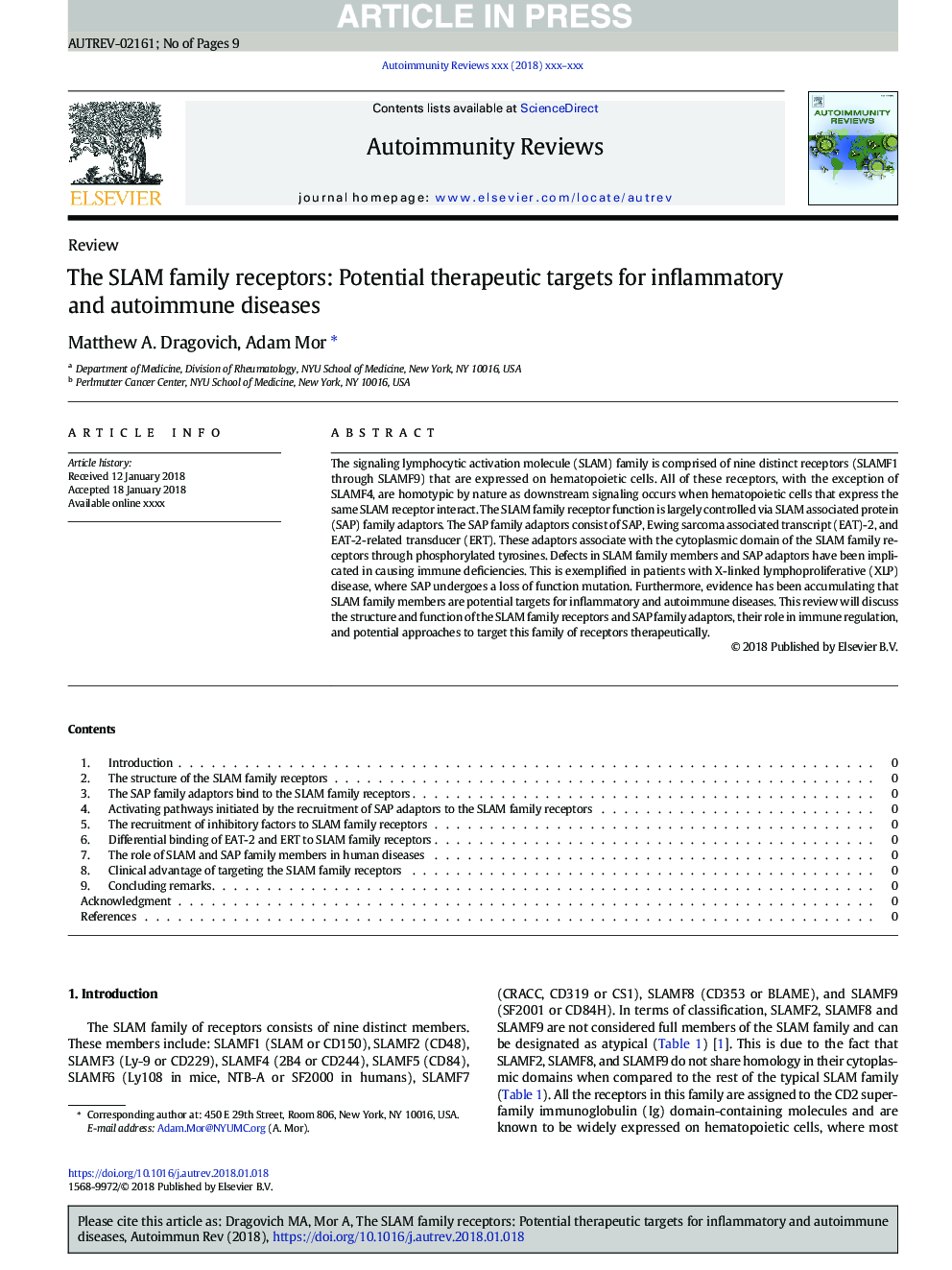The SLAM family receptors: Potential therapeutic targets for inflammatory and autoimmune diseases
