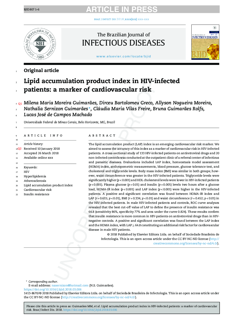 Lipid accumulation product index in HIV-infected patients: a marker of cardiovascular risk