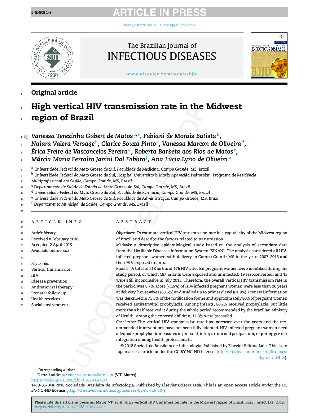 High vertical HIV transmission rate in the Midwest region of Brazil