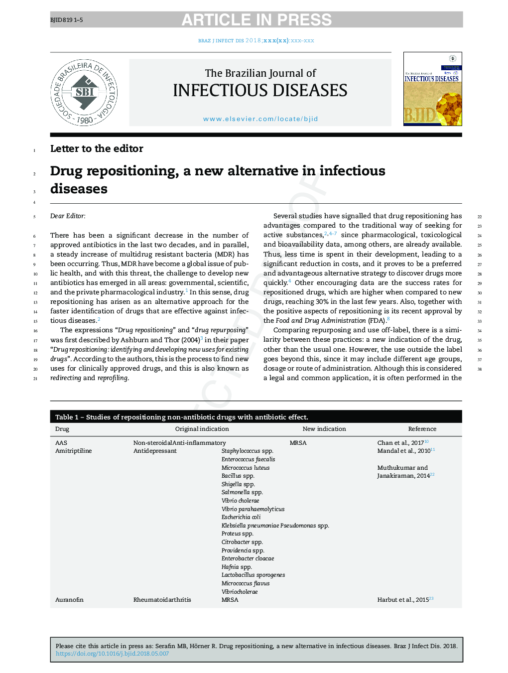 Drug repositioning, a new alternative in infectious diseases