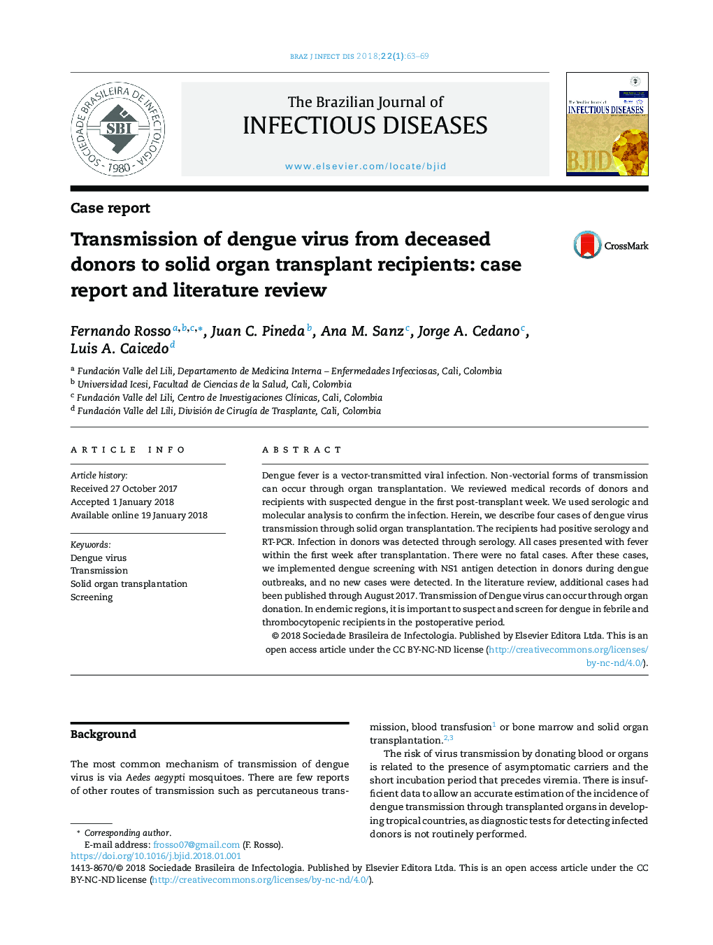 Transmission of dengue virus from deceased donors to solid organ transplant recipients: case report and literature review