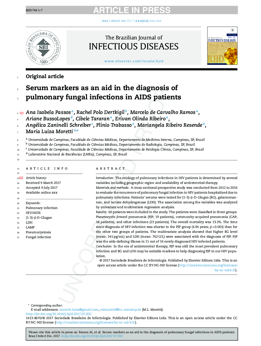 Serum markers as an aid in the diagnosis of pulmonary fungal infections in AIDS patients