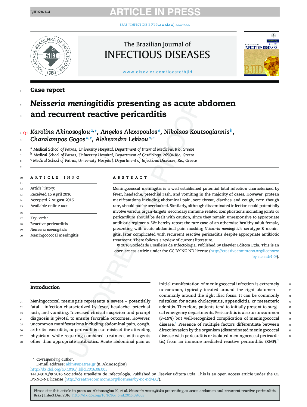 Neisseria meningitidis presenting as acute abdomen and recurrent reactive pericarditis