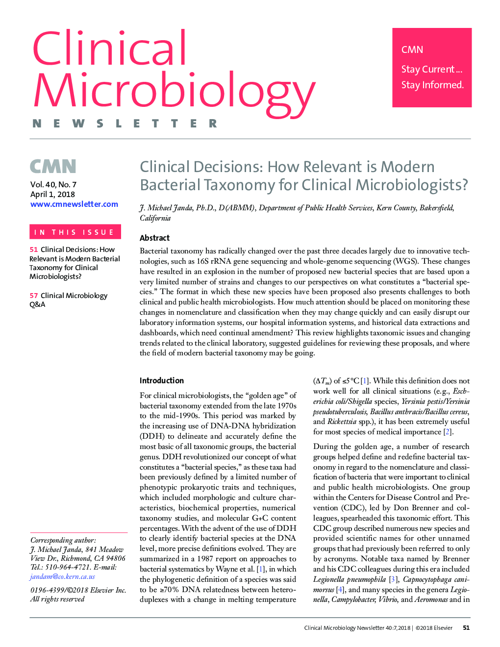 Clinical Decisions: How Relevant is Modern Bacterial Taxonomy for Clinical Microbiologists?