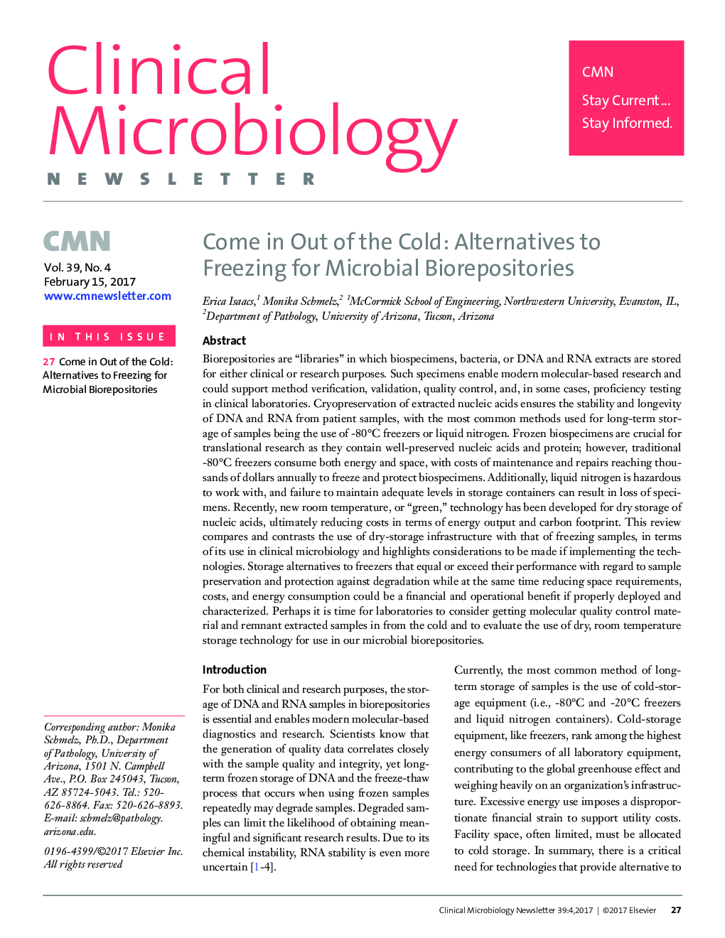 بیرون آمدن از سرد: جایگزینی برای انجماد برای مخازن بیولوژیکی میکروبی 