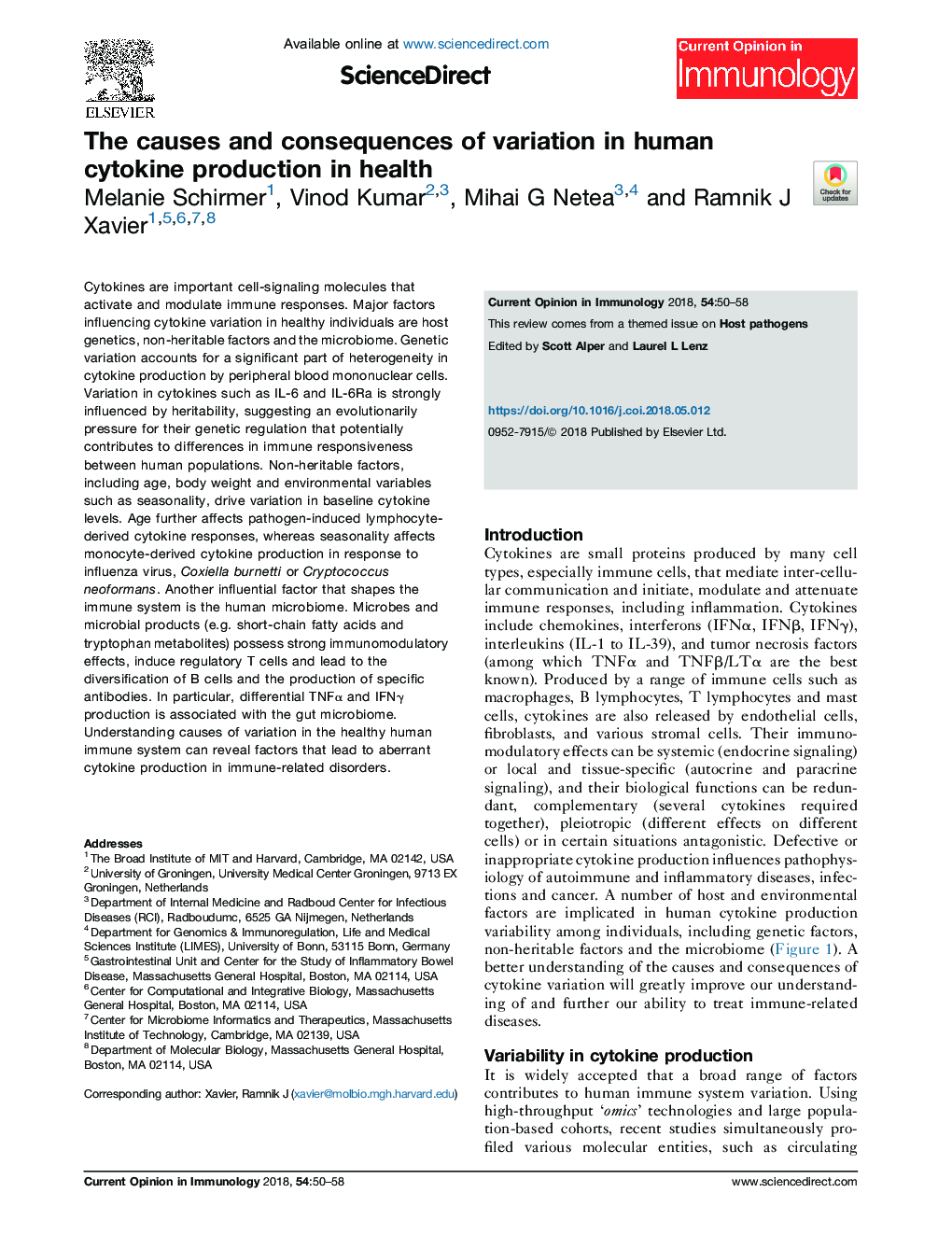 The causes and consequences of variation in human cytokine production in health