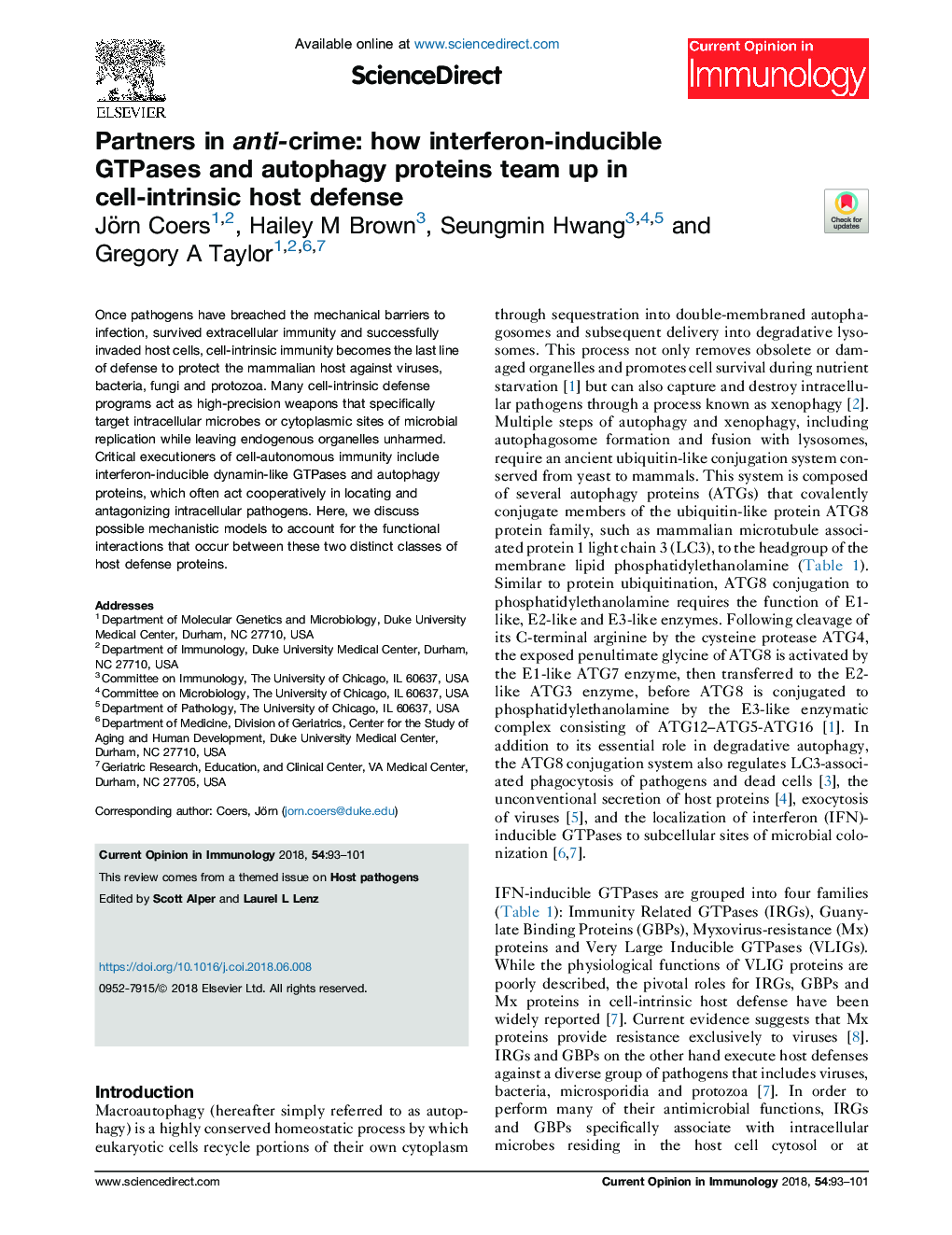 Partners in anti-crime: how interferon-inducible GTPases and autophagy proteins team up in cell-intrinsic host defense