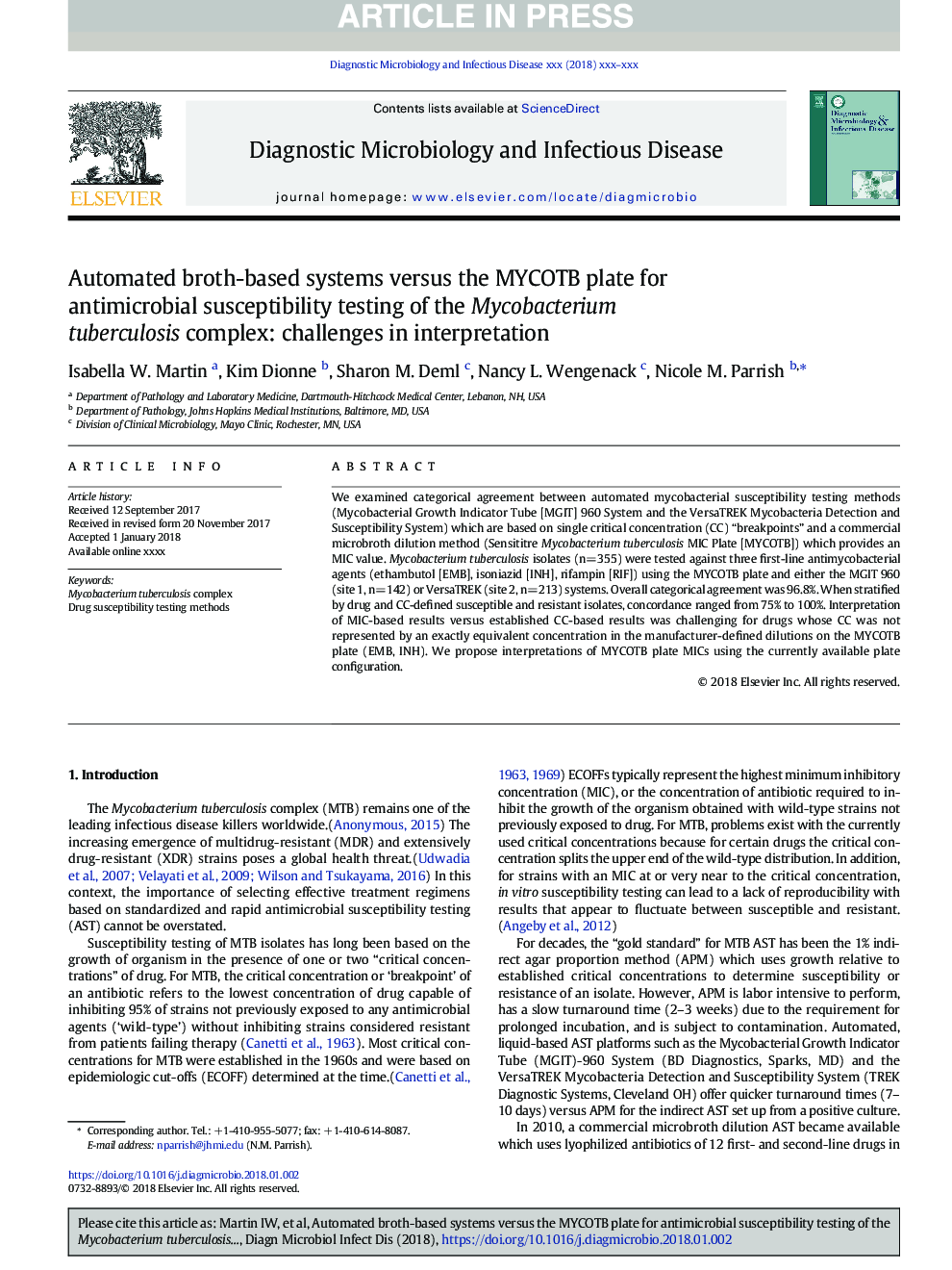 Automated broth-based systems versus the MYCOTB plate for antimicrobial susceptibility testing of the Mycobacterium tuberculosis complex: challenges in interpretation