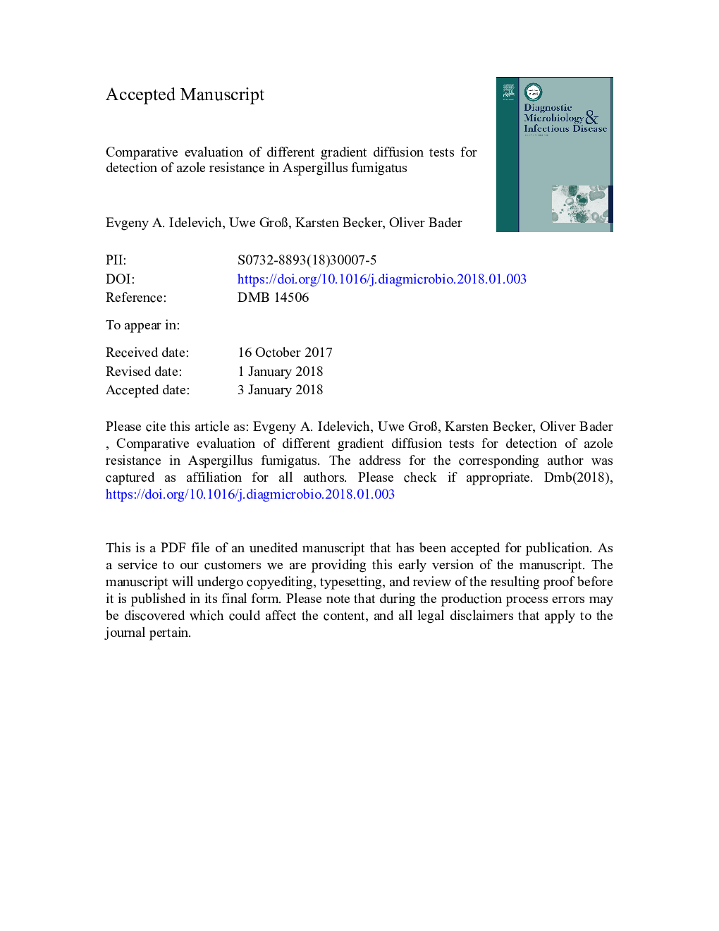 Comparative evaluation of different gradient diffusion tests for detection of azole resistance in Aspergillus fumigatus