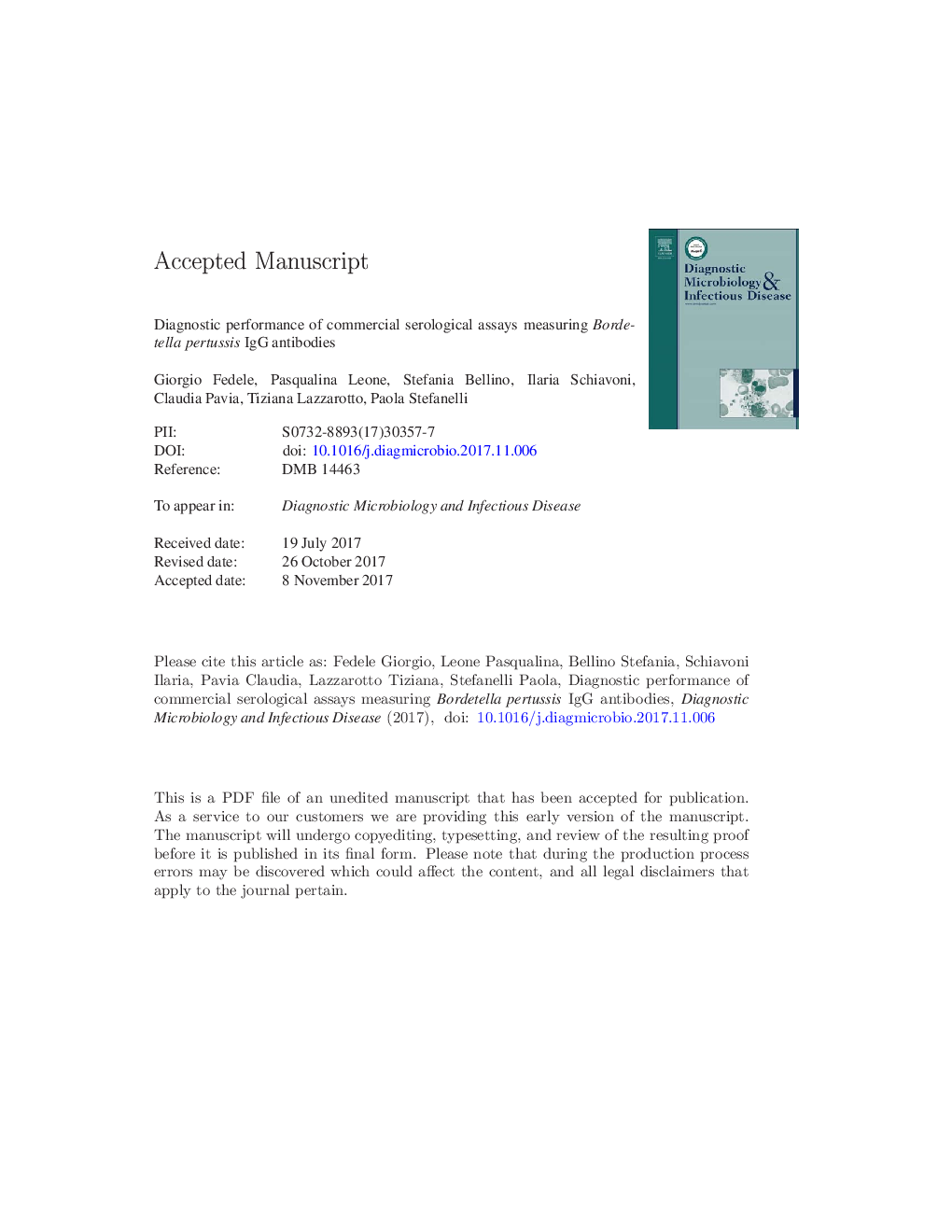 Diagnostic performance of commercial serological assays measuring Bordetella pertussis IgG antibodies