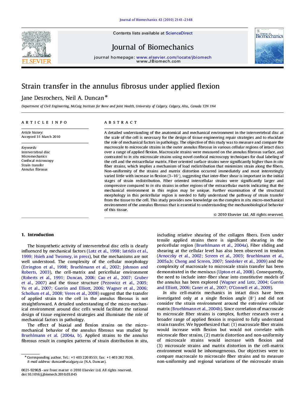 Strain transfer in the annulus fibrosus under applied flexion