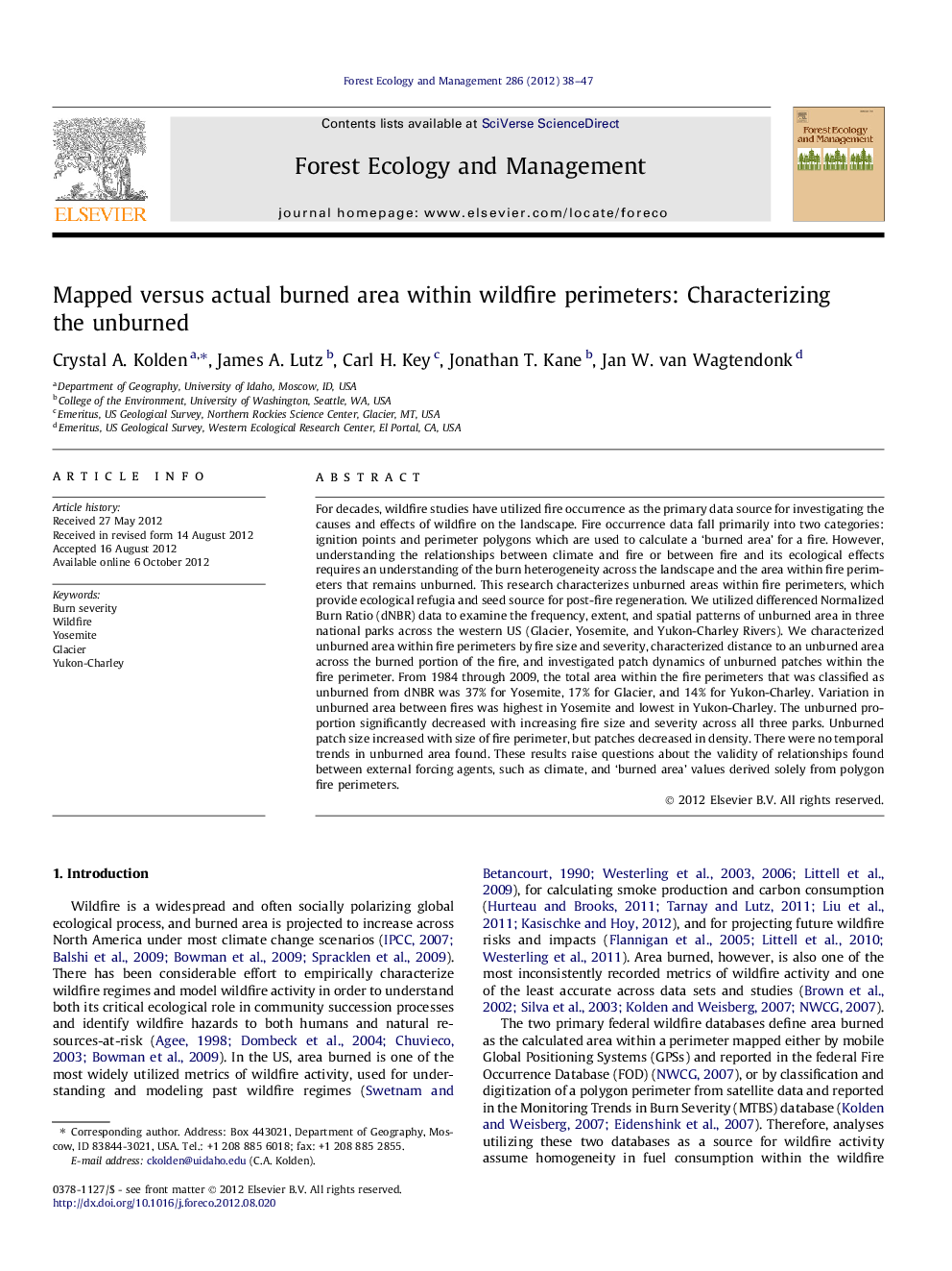 Mapped versus actual burned area within wildfire perimeters: Characterizing the unburned