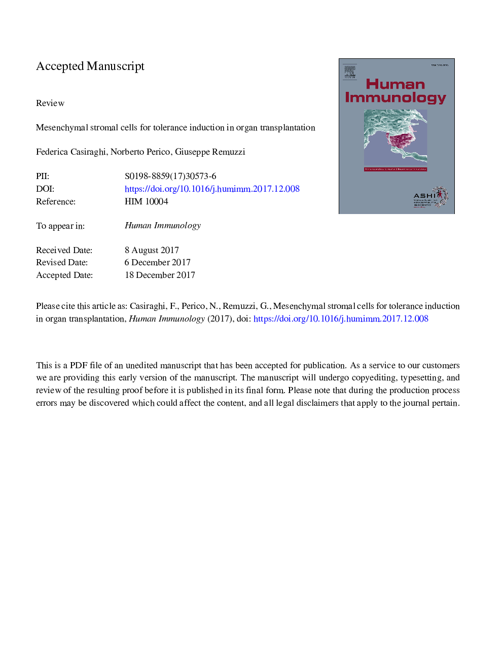 Mesenchymal stromal cells for tolerance induction in organ transplantation