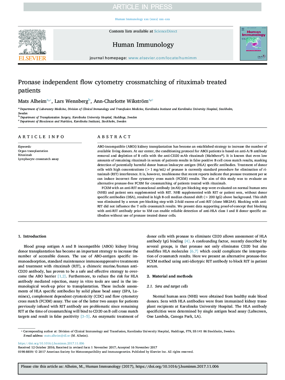 Pronase independent flow cytometry crossmatching of rituximab treated patients