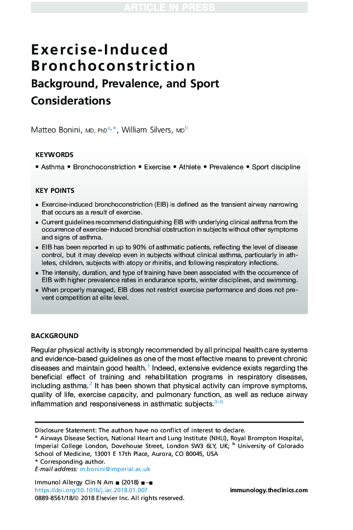 Exercise-Induced Bronchoconstriction