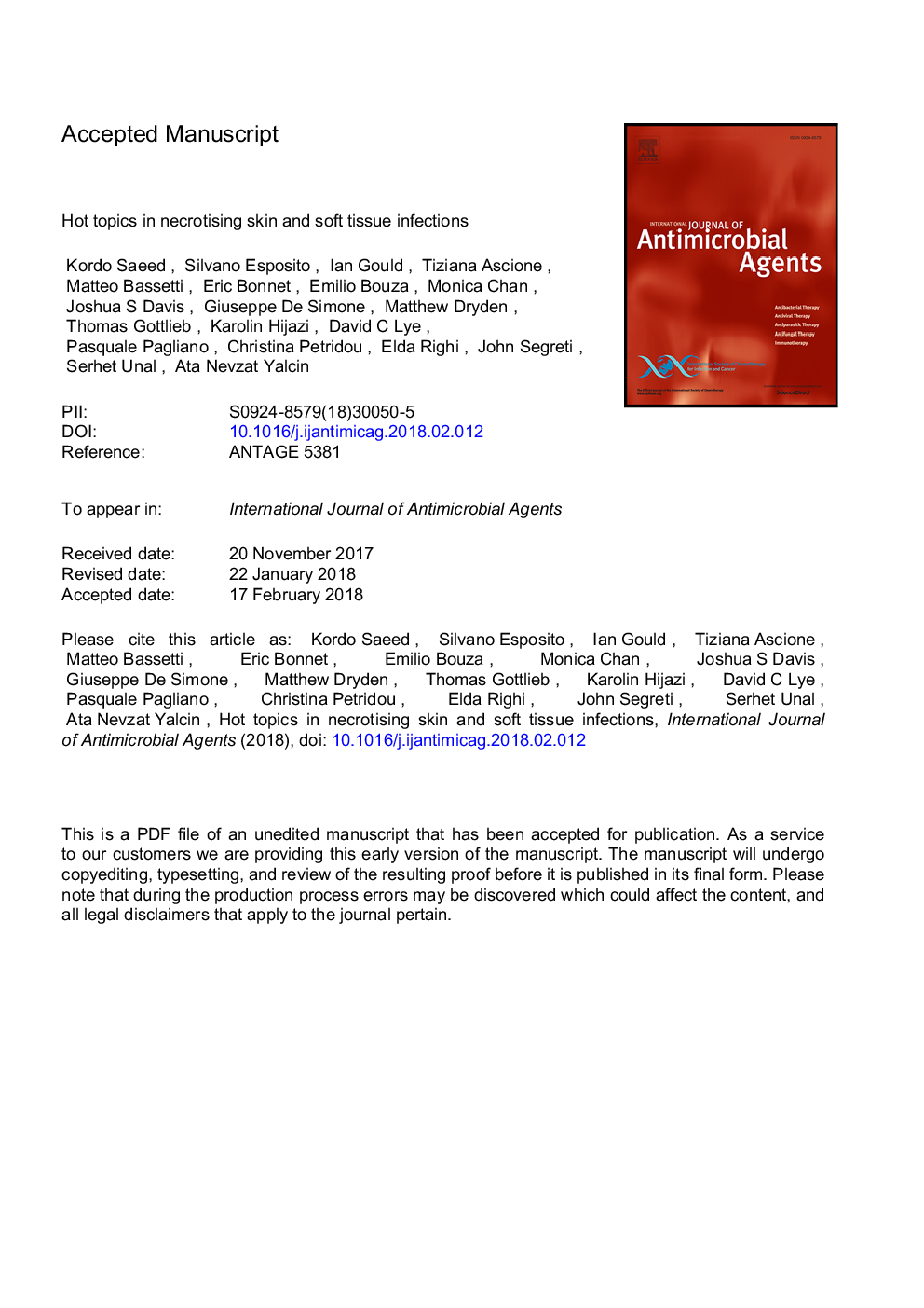 Hot topics in necrotising skin and soft tissue infections