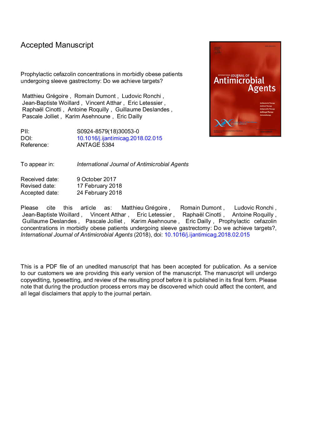 Prophylactic cefazolin concentrations in morbidly obese patients undergoing sleeve gastrectomy: do we achieve targets?