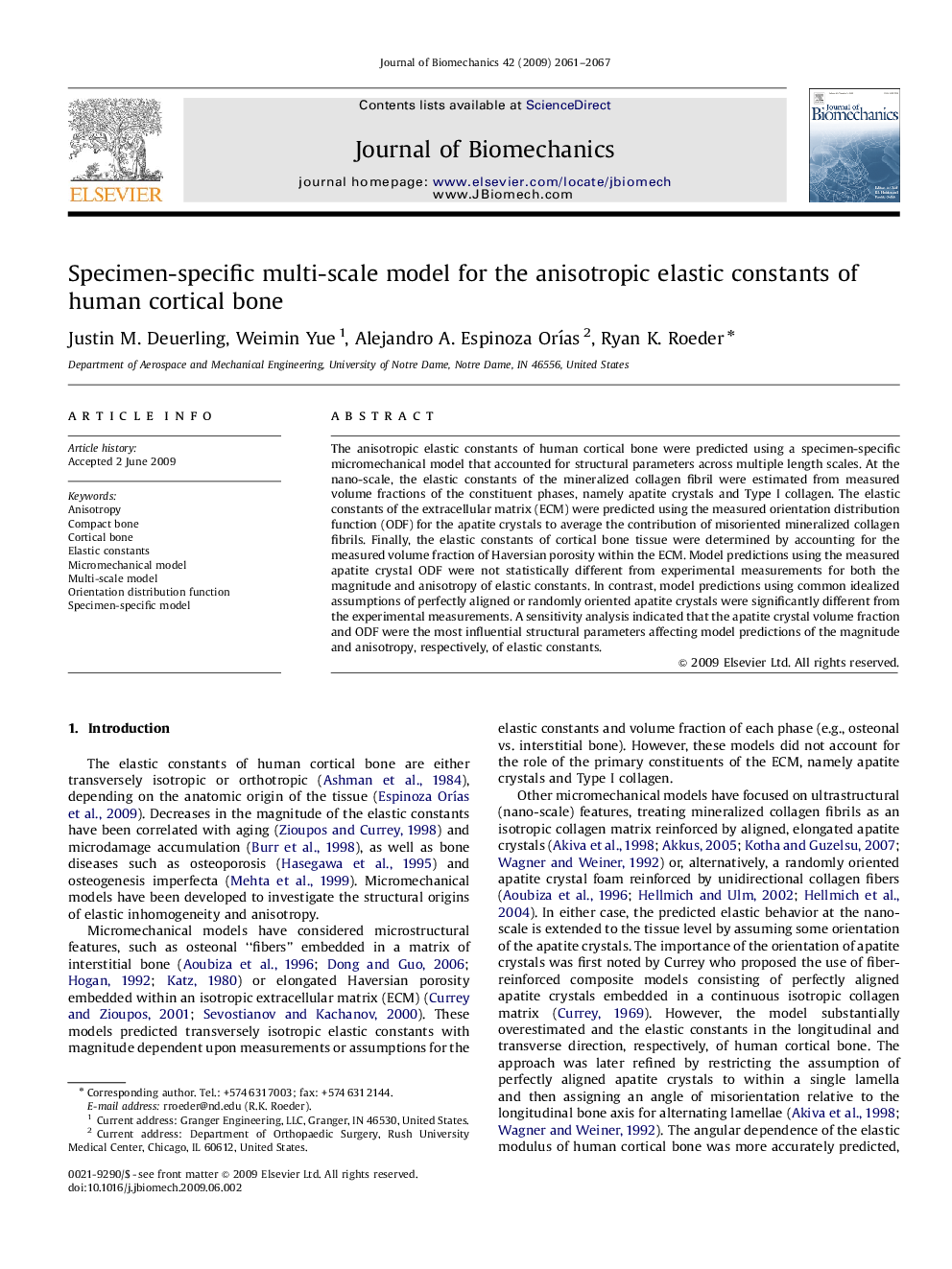 Specimen-specific multi-scale model for the anisotropic elastic constants of human cortical bone