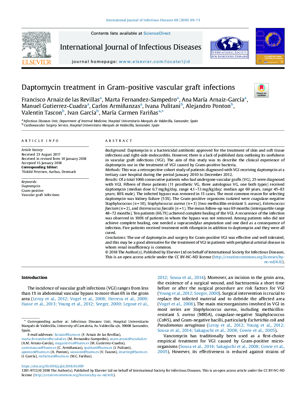 Daptomycin treatment in Gram-positive vascular graft infections