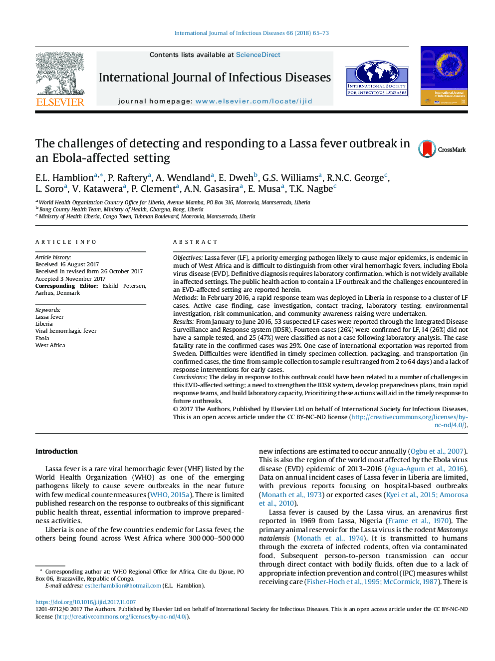 The challenges of detecting and responding to a Lassa fever outbreak in an Ebola-affected setting