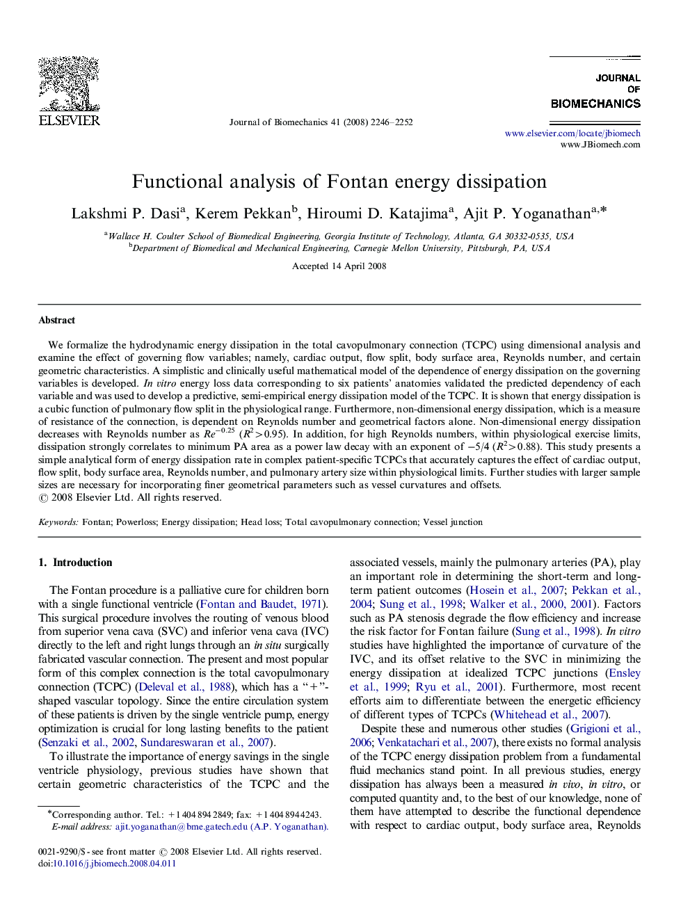 Functional analysis of Fontan energy dissipation