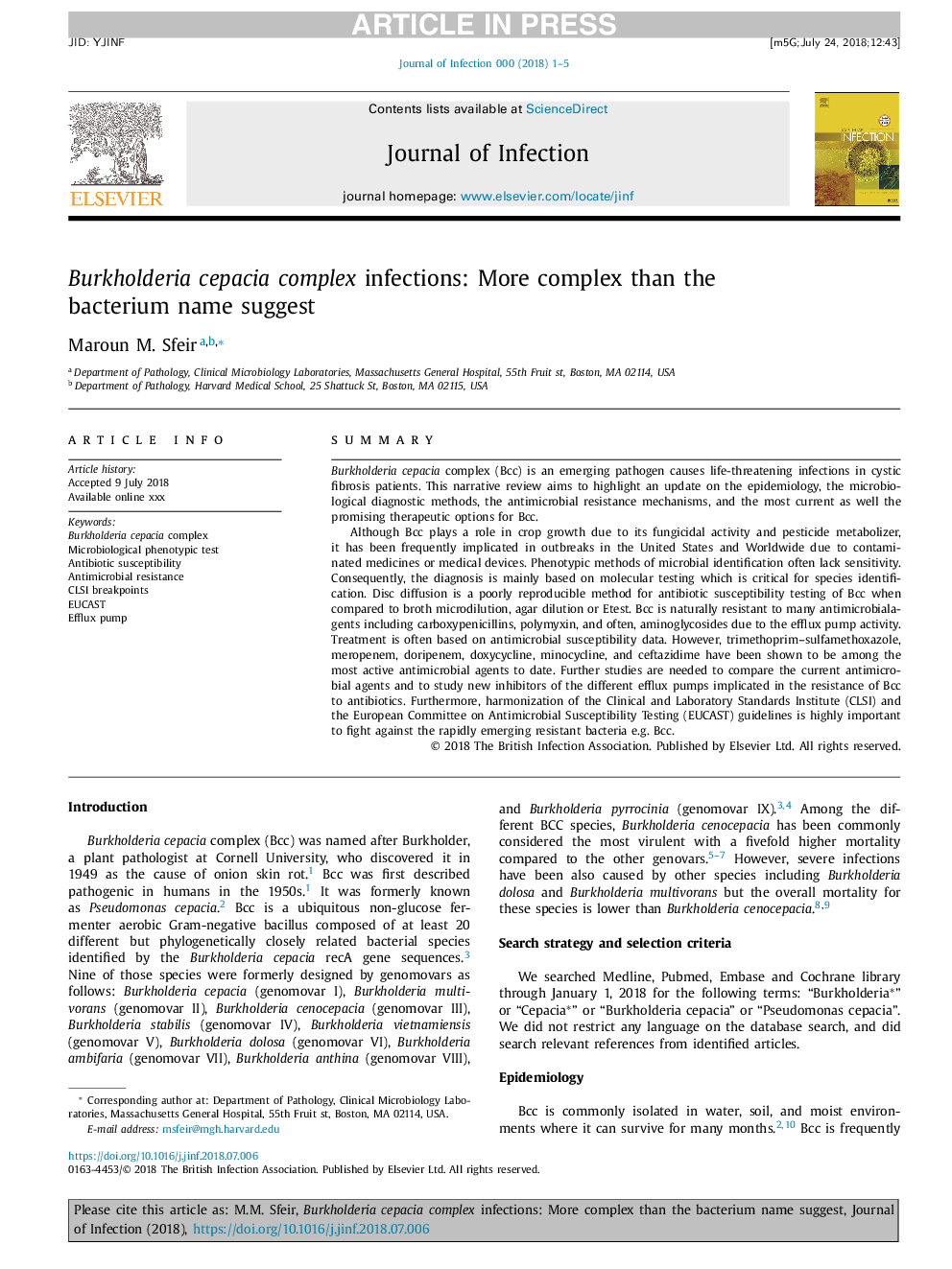 Burkholderia cepacia complex infections: More complex than the bacterium name suggest