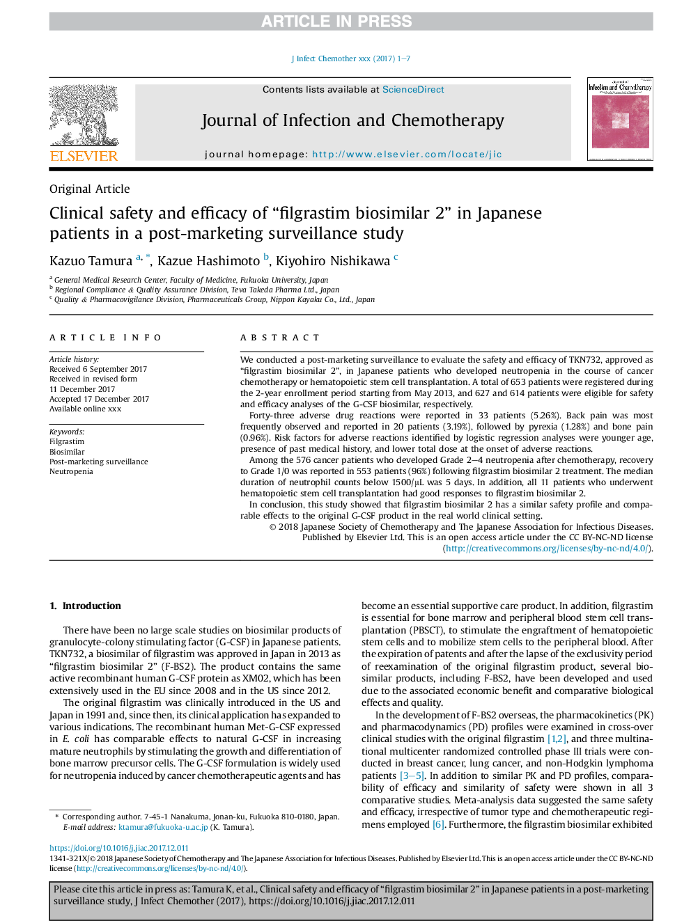 Clinical safety and efficacy of “filgrastim biosimilar 2” in Japanese patients in a post-marketing surveillance study