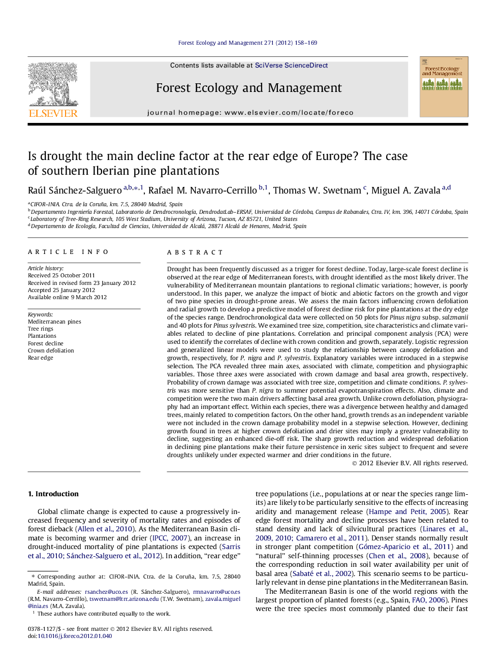 Is drought the main decline factor at the rear edge of Europe? The case of southern Iberian pine plantations