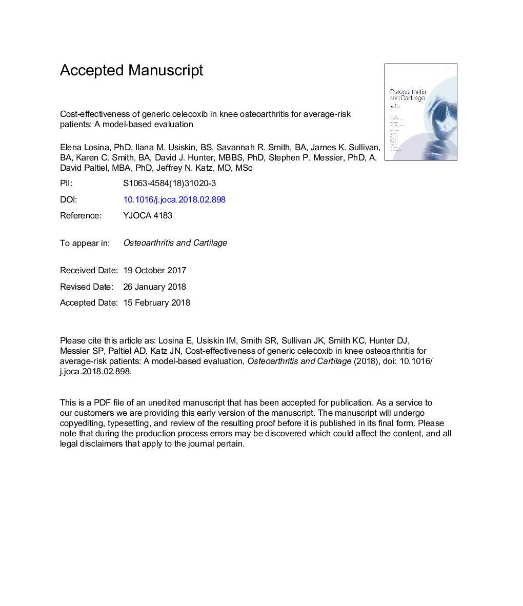 Cost-effectiveness of generic celecoxib in knee osteoarthritis for average-risk patients: a model-based evaluation