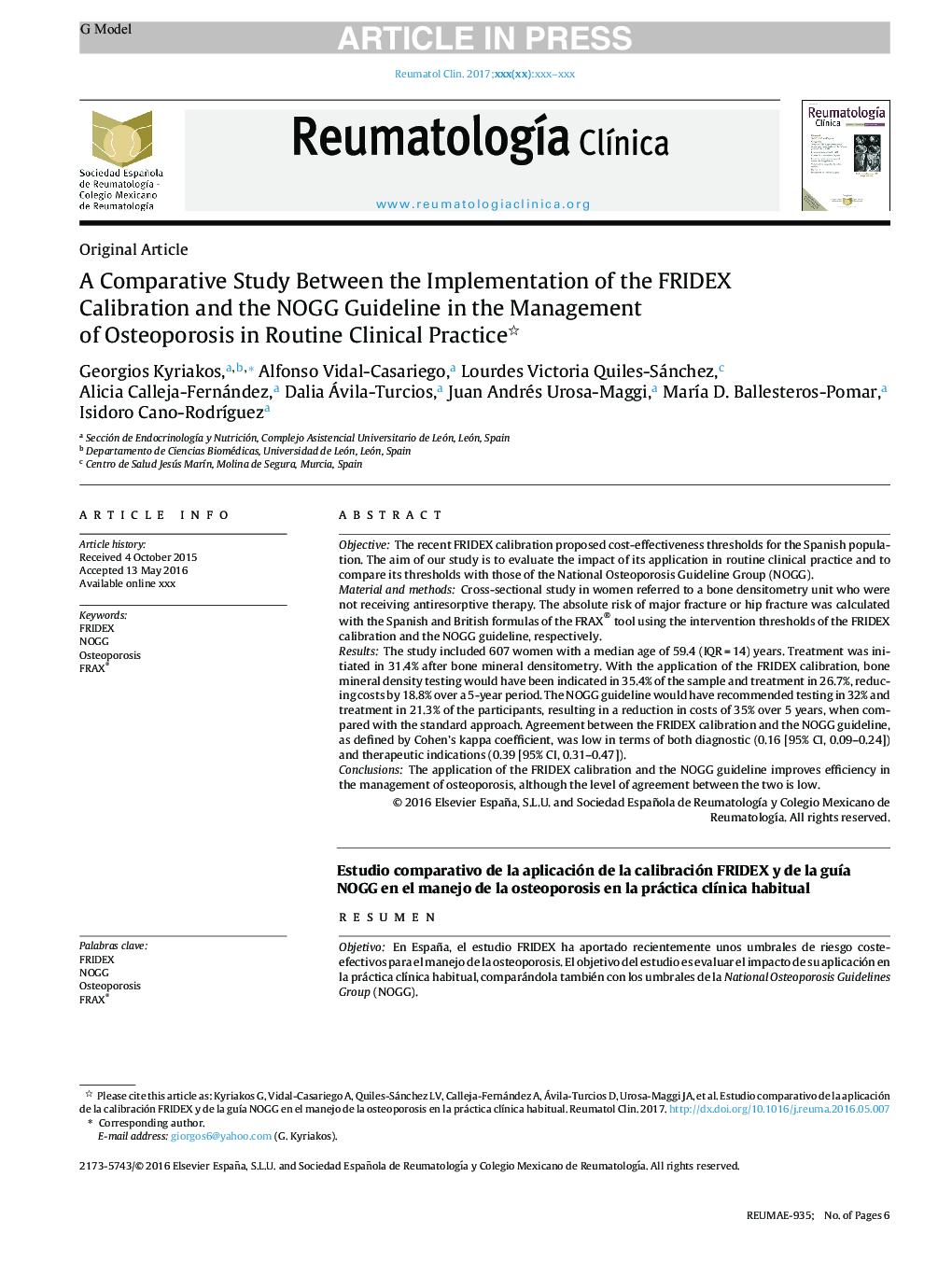 A Comparative Study Between the Implementation of the FRIDEX Calibration and the NOGG Guideline in the Management of Osteoporosis in Routine Clinical Practice