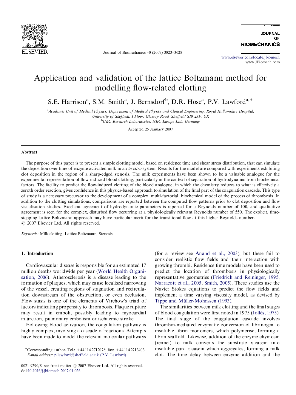 Application and validation of the lattice Boltzmann method for modelling flow-related clotting