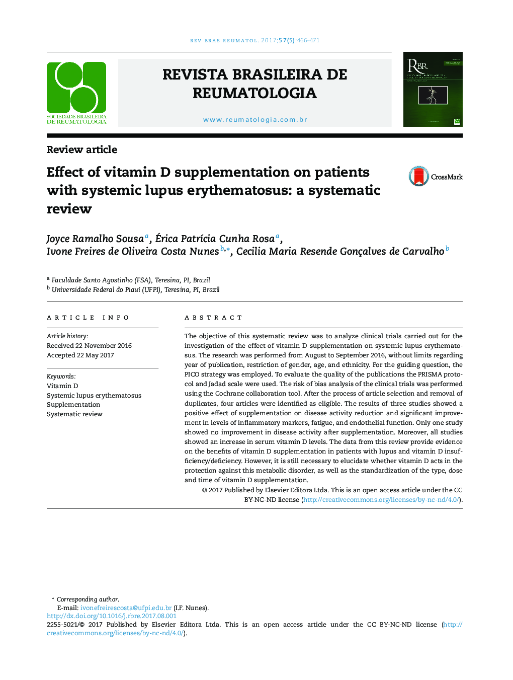 Effect of vitamin D supplementation on patients with systemic lupus erythematosus: a systematic review