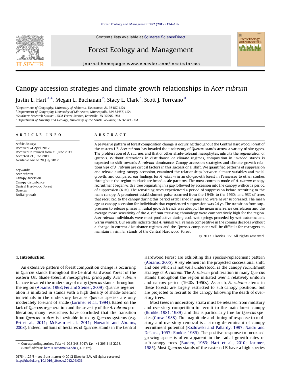 Canopy accession strategies and climate-growth relationships in Acer rubrum