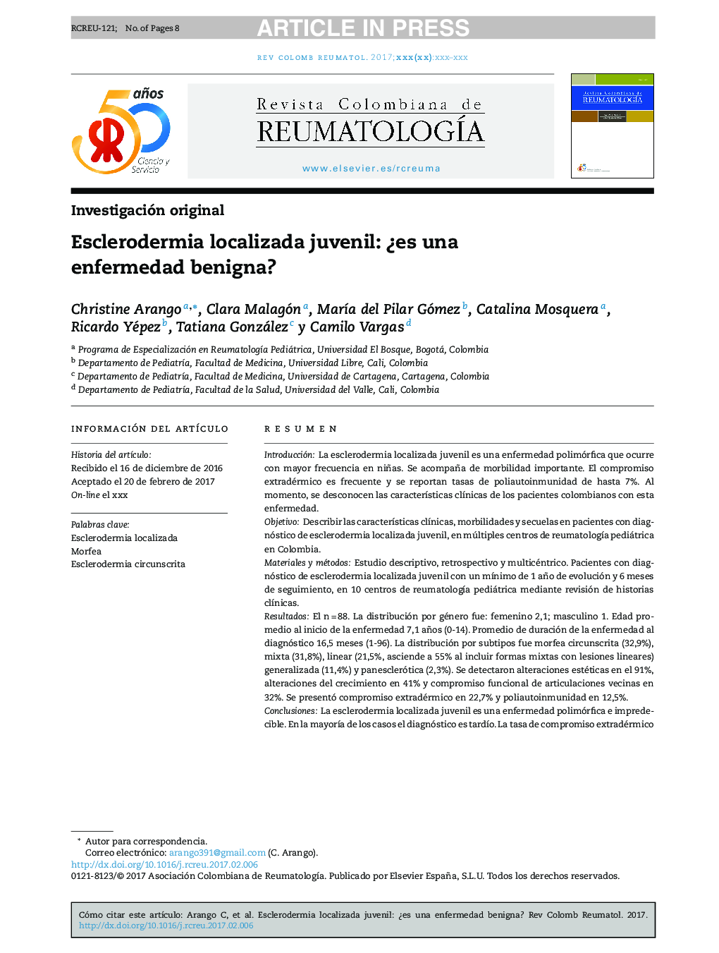 Esclerodermia localizada juvenil: Â¿es una enfermedad benigna?