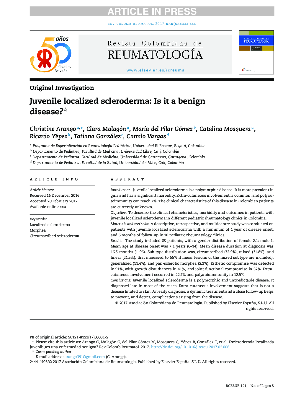 Juvenile localized scleroderma: Is it a benign disease?