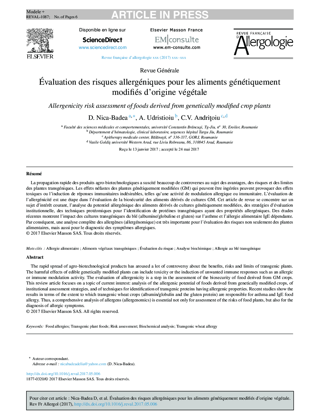 Ãvaluation des risques allergéniques pour les aliments génétiquement modifiés d'origine végétale